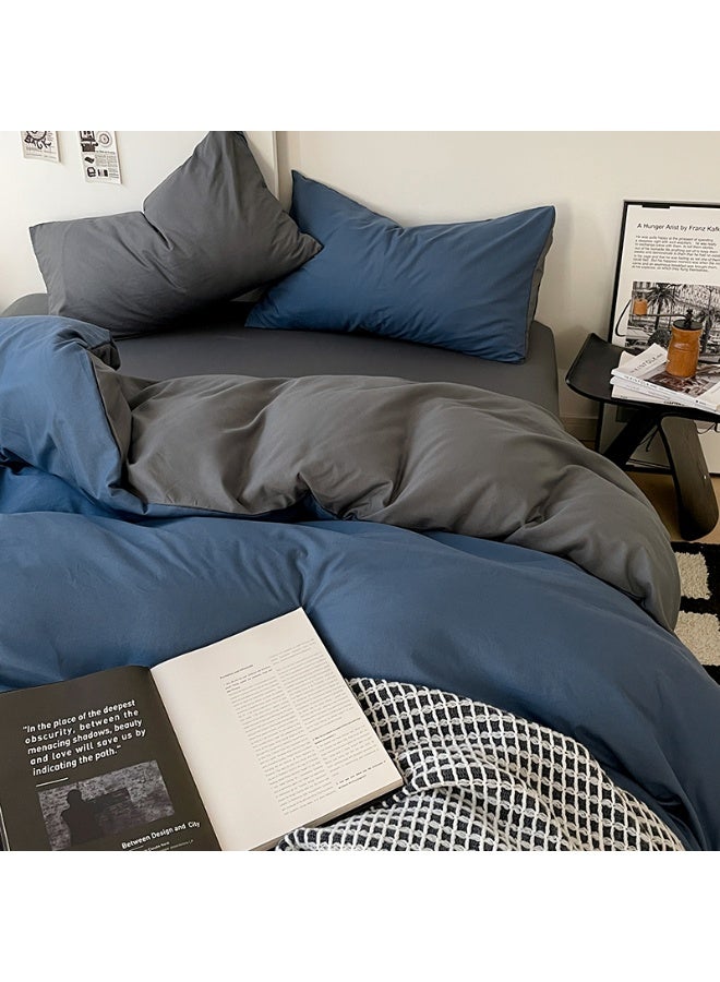 4PCS Duvet Cover Sets, Queen Bedding Quilts Sets Bed Cover, Bedding Set, Including Comforter, Sheet Duvet Cover and 2 Pillows Comforter Sets 200x230cm (Blue) - Image 5